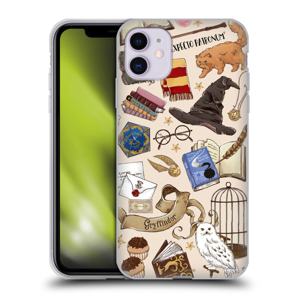 Harry Potter Deathly Hallows XXXVII Hogwarts Pattern Soft Gel Case for Apple iPhone 11