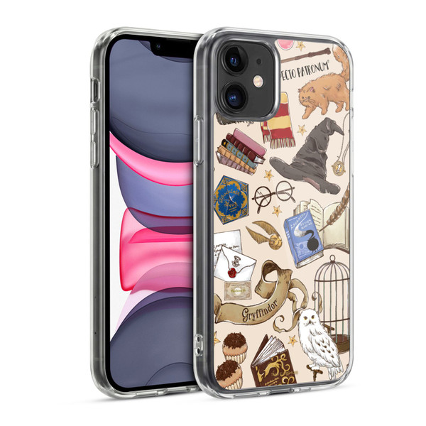 Harry Potter Deathly Hallows XXXVII Hogwarts Pattern Soft Gel Case for Apple iPhone 11