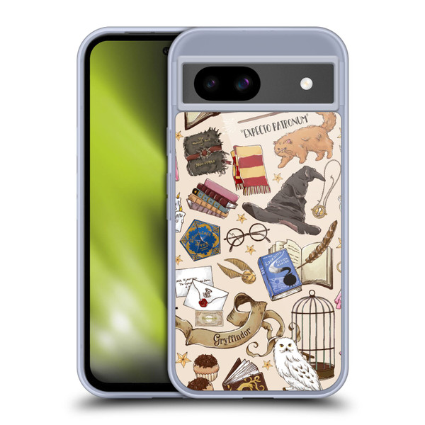 Harry Potter Deathly Hallows XXXVII Hogwarts Pattern Soft Gel Case for Google Pixel 8a