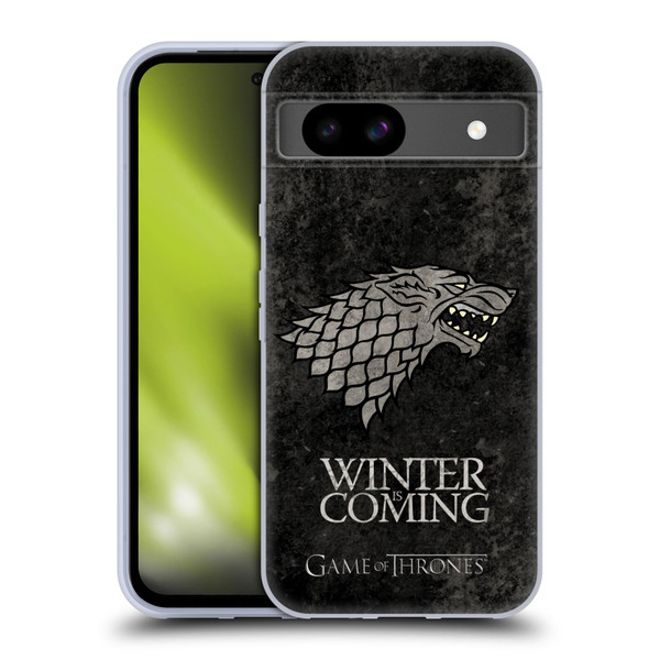 HBO Game of Thrones Dark Distressed Look Sigils Stark Soft Gel Case for Google Pixel 8a