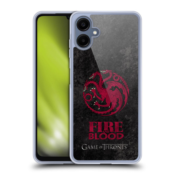 HBO Game of Thrones Dark Distressed Look Sigils Targaryen Soft Gel Case for Samsung Galaxy A06 4G