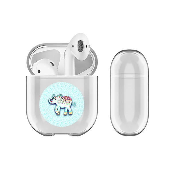 Monika Strigel Round Elephant Aqua Clear Hard Crystal Cover for Apple AirPods 1 1st Gen / 2 2nd Gen Charging Case