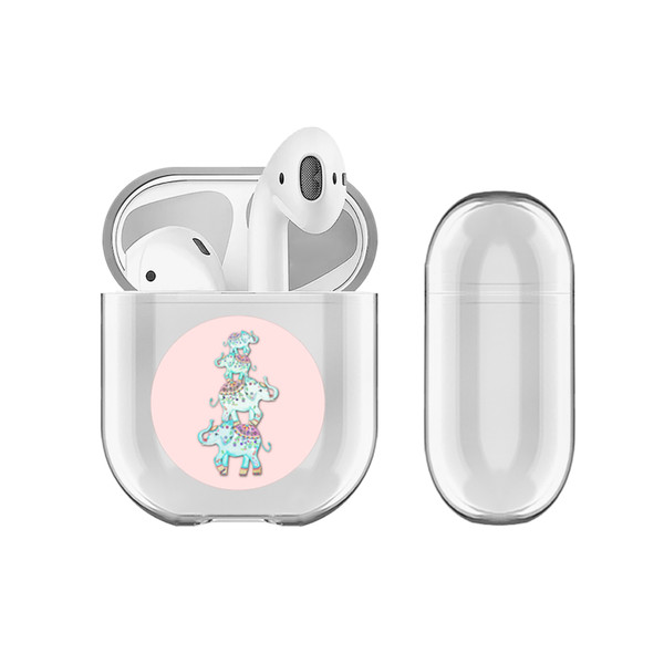 Monika Strigel Round Elephant Peach Clear Hard Crystal Cover for Apple AirPods 1 1st Gen / 2 2nd Gen Charging Case