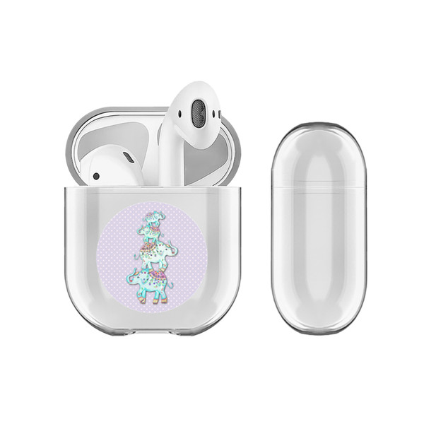 Monika Strigel Round Elephant Purple Clear Hard Crystal Cover for Apple AirPods 1 1st Gen / 2 2nd Gen Charging Case