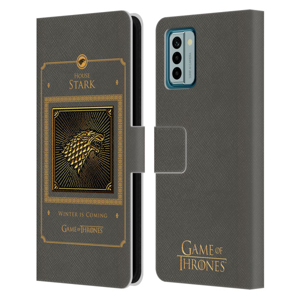 HBO Game of Thrones Golden Sigils Stark Border Leather Book Wallet Case Cover For Nokia G42