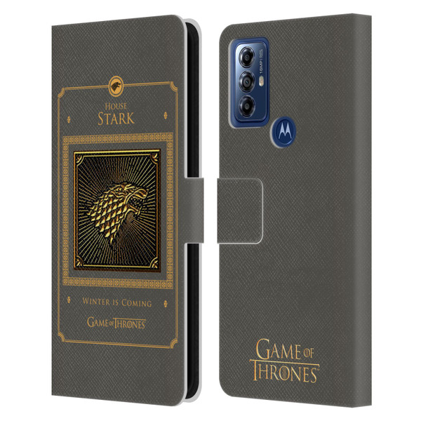 HBO Game of Thrones Golden Sigils Stark Border Leather Book Wallet Case Cover For Motorola Moto G Play (2023)