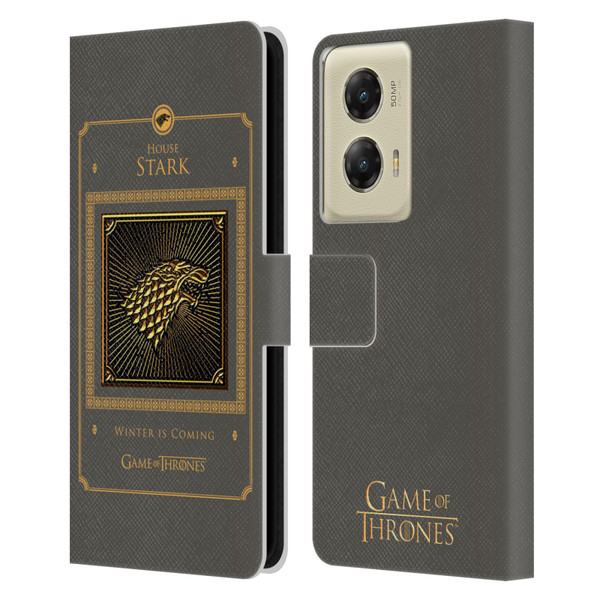 HBO Game of Thrones Golden Sigils Stark Border Leather Book Wallet Case Cover For Motorola Moto G Stylus 5G (2024)