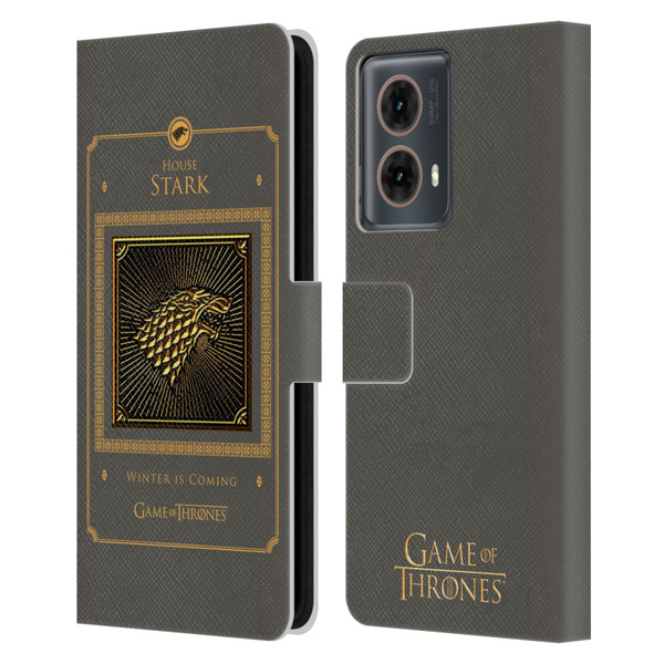 HBO Game of Thrones Golden Sigils Stark Border Leather Book Wallet Case Cover For Motorola Moto G85