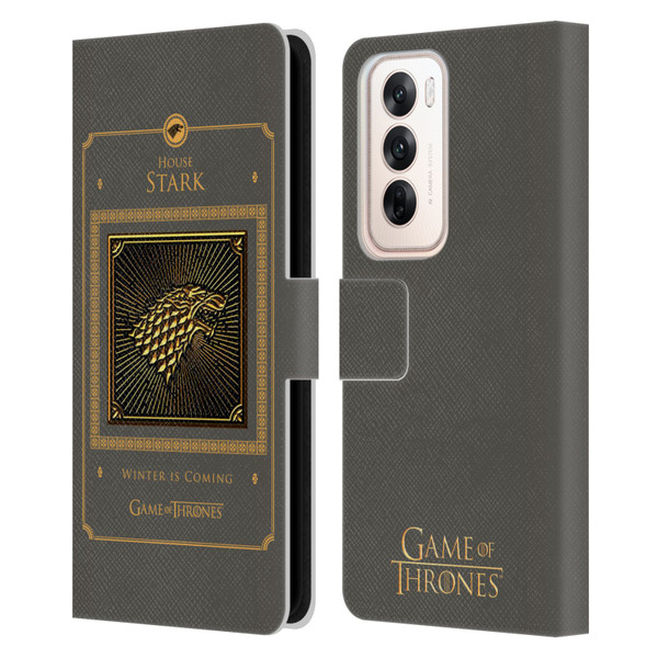 HBO Game of Thrones Golden Sigils Stark Border Leather Book Wallet Case Cover For OPPO Reno12 5G