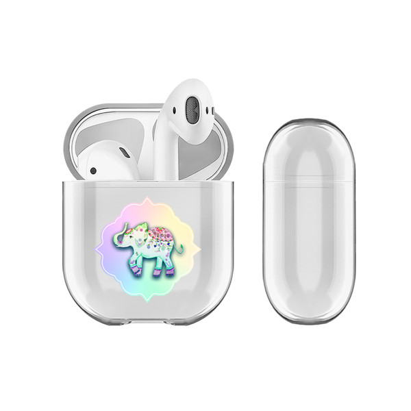 Monika Strigel Rainbow Watercolor Elephant Rainbow Clear Hard Crystal Cover for Apple AirPods 1 1st Gen / 2 2nd Gen Charging Case