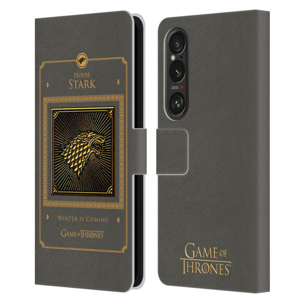 HBO Game of Thrones Golden Sigils Stark Border Leather Book Wallet Case Cover For Sony Xperia 1 VI 5G