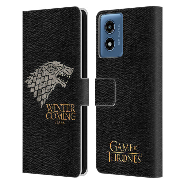 HBO Game of Thrones House Mottos Stark Leather Book Wallet Case Cover For Motorola Moto G Play (2024)