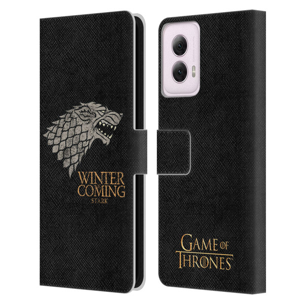 HBO Game of Thrones House Mottos Stark Leather Book Wallet Case Cover For Motorola Moto G Power (2024)