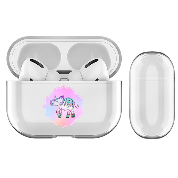 Monika Strigel Rainbow Watercolor Elephant Pink 2 Clear Hard Crystal Cover for Apple AirPods Pro Charging Case