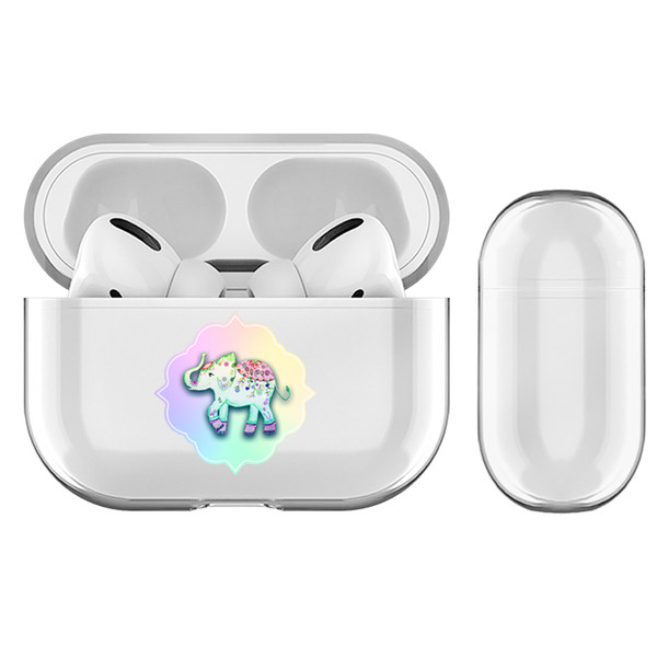 Monika Strigel Rainbow Watercolor Elephant Rainbow Clear Hard Crystal Cover for Apple AirPods Pro Charging Case