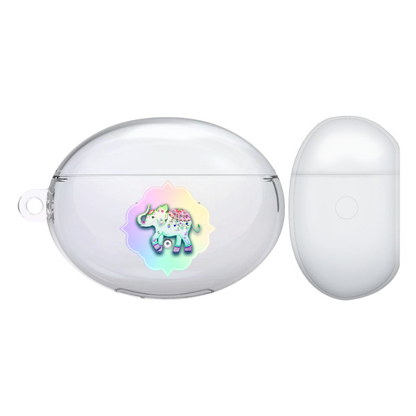 Monika Strigel Rainbow Watercolor Elephant Rainbow Clear Hard Crystal Cover for Huawei Freebuds 4