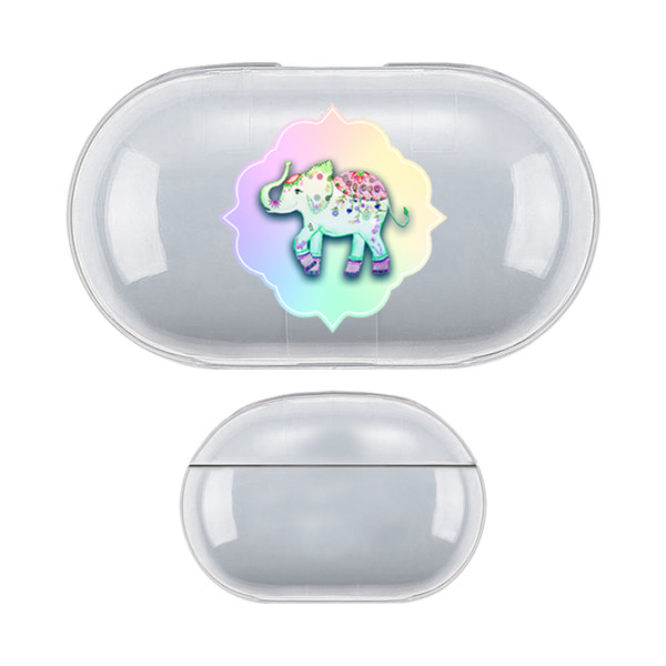 Monika Strigel Rainbow Watercolor Elephant Rainbow Clear Hard Crystal Cover for Samsung Galaxy Buds / Buds Plus