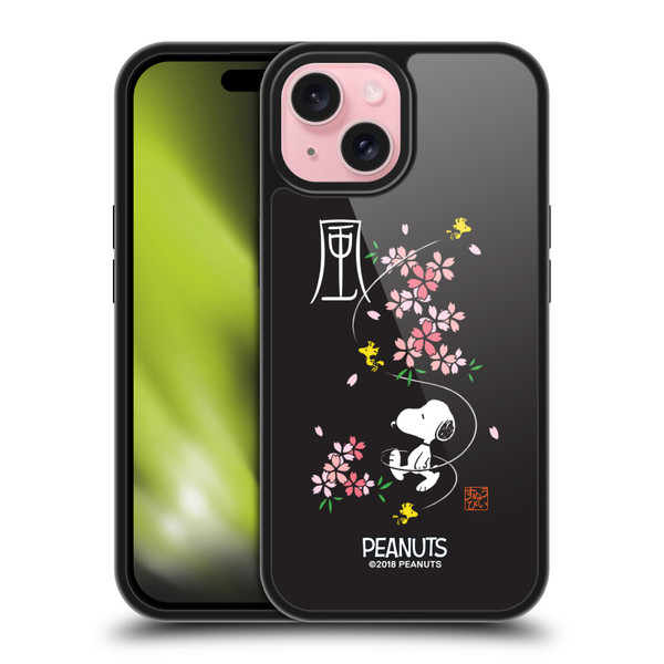 Peanuts Oriental Snoopy Cherry Blossoms Gel Armour Case For Apple iPhone 15