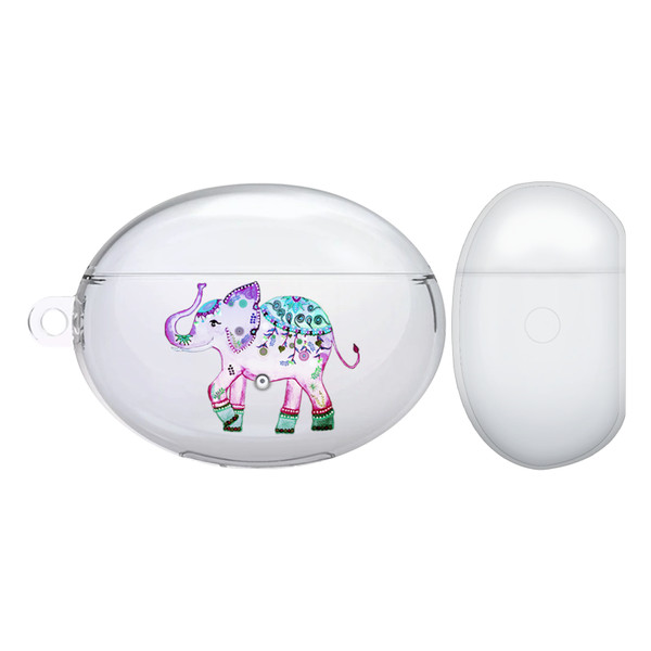 Monika Strigel Watercolor Cute Elephant Purple Clear Hard Crystal Cover for Huawei Freebuds 4