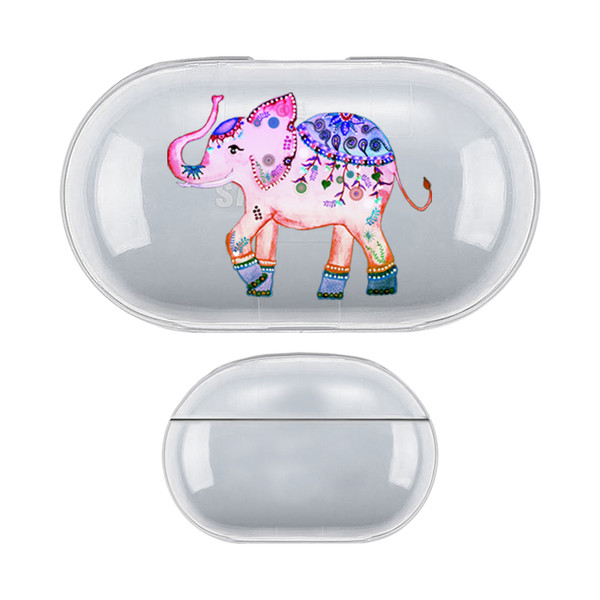 Monika Strigel Watercolor Cute Elephant Pink Clear Hard Crystal Cover for Samsung Galaxy Buds / Buds Plus