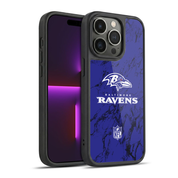 NFL Baltimore Ravens Graphics Coloured Marble Gel Armour Case For Apple iPhone 14 Pro