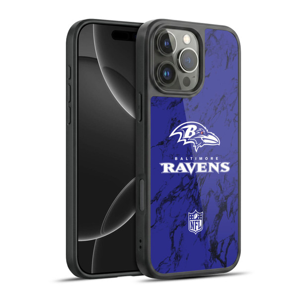 NFL Baltimore Ravens Graphics Coloured Marble Gel Armour Case For Apple iPhone 16 Pro Max