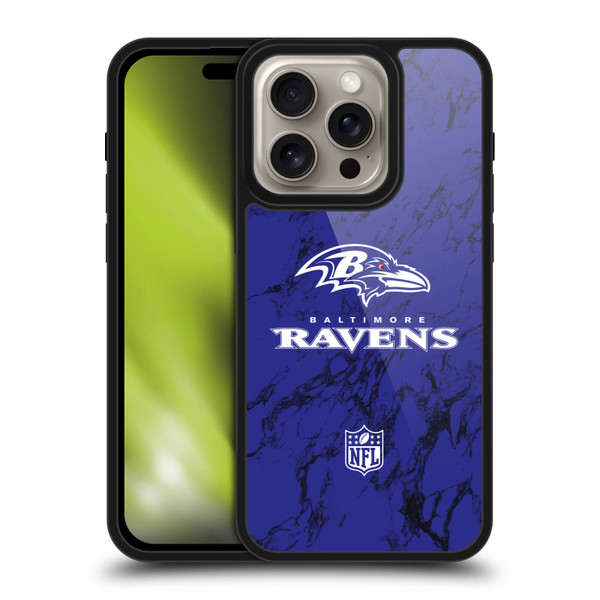 NFL Baltimore Ravens Graphics Coloured Marble Gel Armour Case For Apple iPhone 16 Pro