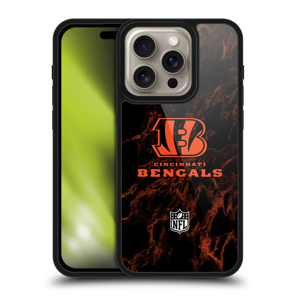 NFL Cincinnati Bengals Graphics Coloured Marble Gel Armour Case For Apple iPhone 16 Pro