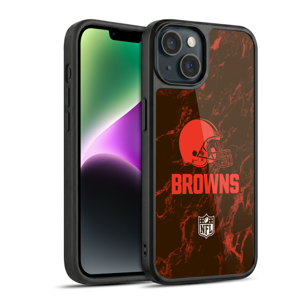 NFL Cleveland Browns Graphics Coloured Marble Gel Armour Case For Apple iPhone 14