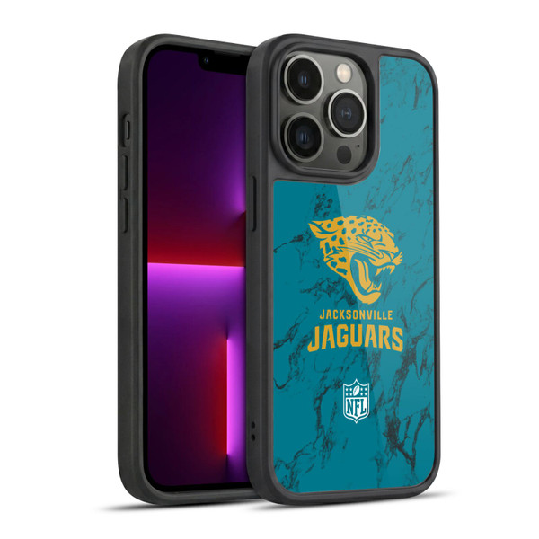 NFL Jacksonville Jaguars Graphics Coloured Marble Gel Armour Case For Apple iPhone 13 Pro