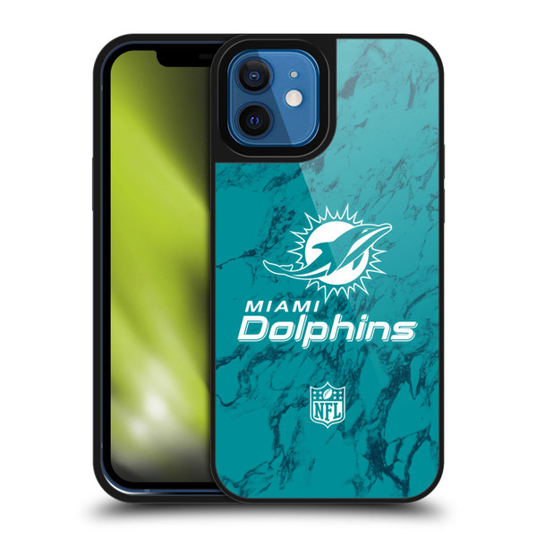 NFL Miami Dolphins Graphics Coloured Marble Gel Armour Case For Apple iPhone 12 / iPhone 12 Pro