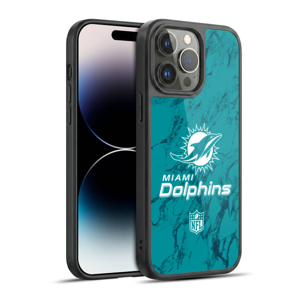 NFL Miami Dolphins Graphics Coloured Marble Gel Armour Case For Apple iPhone 14 Pro Max