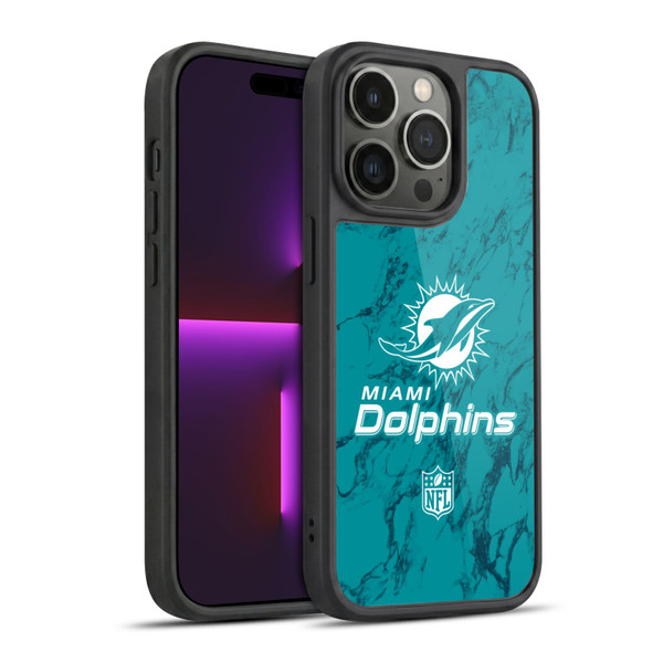 NFL Miami Dolphins Graphics Coloured Marble Gel Armour Case For Apple iPhone 14 Pro