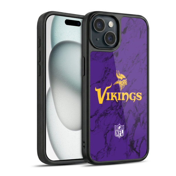NFL Minnesota Vikings Graphics Coloured Marble Gel Armour Case For Apple iPhone 15