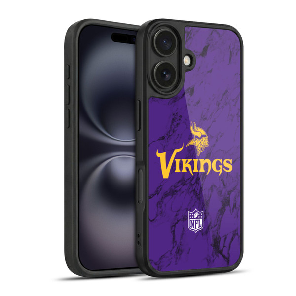 NFL Minnesota Vikings Graphics Coloured Marble Gel Armour Case For Apple iPhone 16