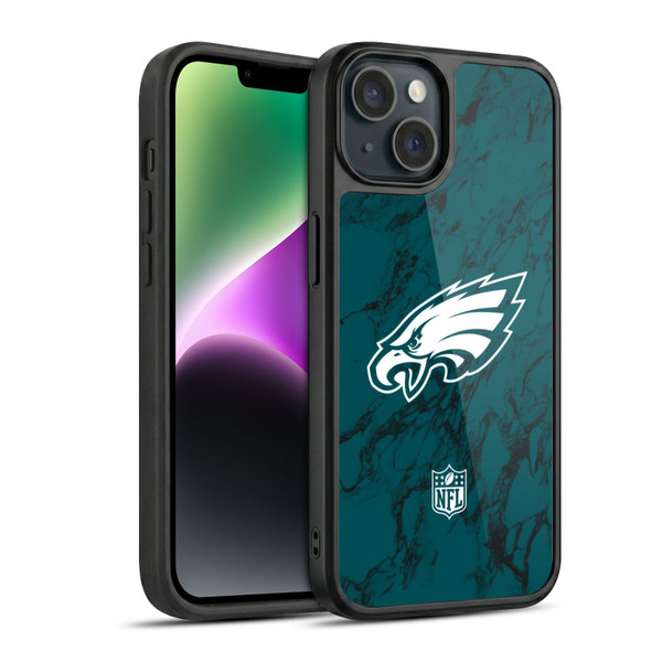 NFL Philadelphia Eagles Graphics Coloured Marble Gel Armour Case For Apple iPhone 14