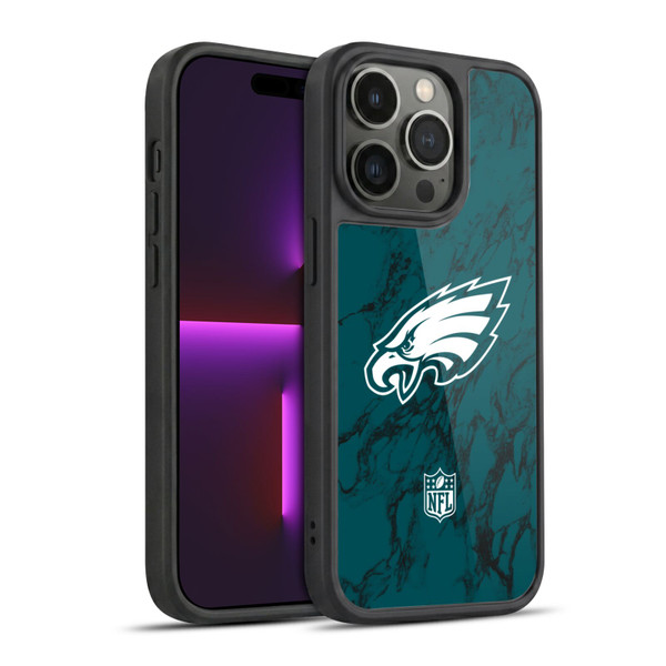 NFL Philadelphia Eagles Graphics Coloured Marble Gel Armour Case For Apple iPhone 14 Pro