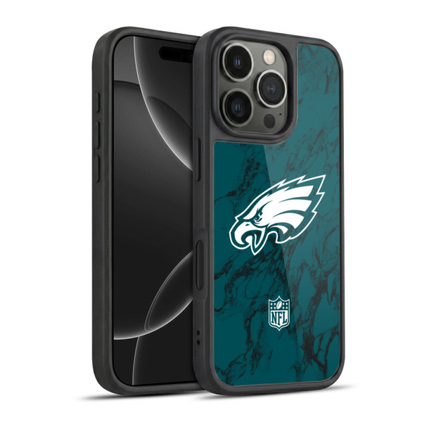 NFL Philadelphia Eagles Graphics Coloured Marble Gel Armour Case For Apple iPhone 16 Pro