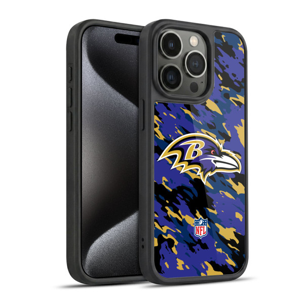 NFL Baltimore Ravens Logo Camou Gel Armour Case For Apple iPhone 15 Pro