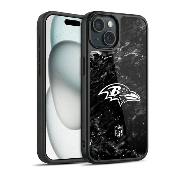 NFL Baltimore Ravens Artwork Marble Gel Armour Case For Apple iPhone 15