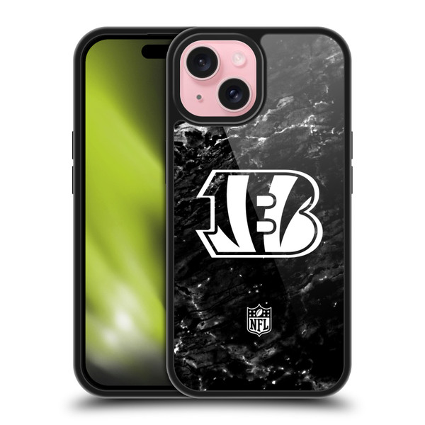 NFL Cincinnati Bengals Artwork Marble Gel Armour Case For Apple iPhone 15