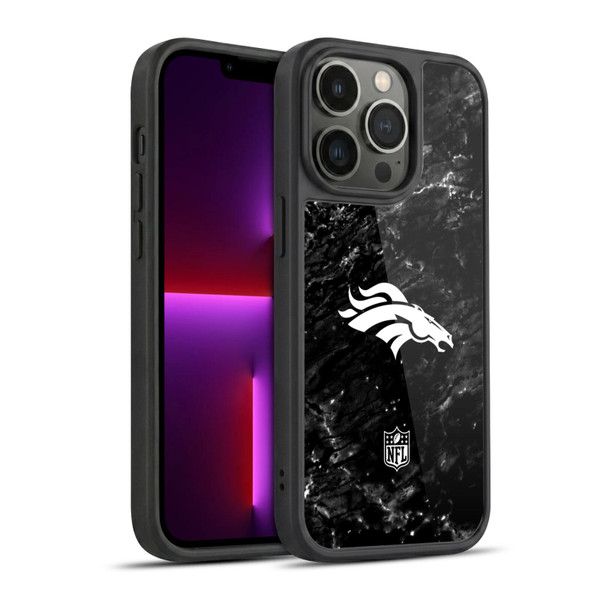 NFL Denver Broncos Artwork Marble Gel Armour Case For Apple iPhone 13 Pro
