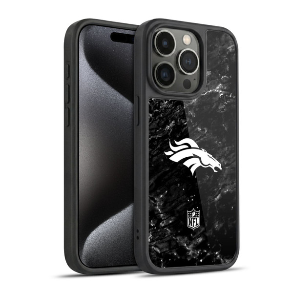 NFL Denver Broncos Artwork Marble Gel Armour Case For Apple iPhone 15 Pro