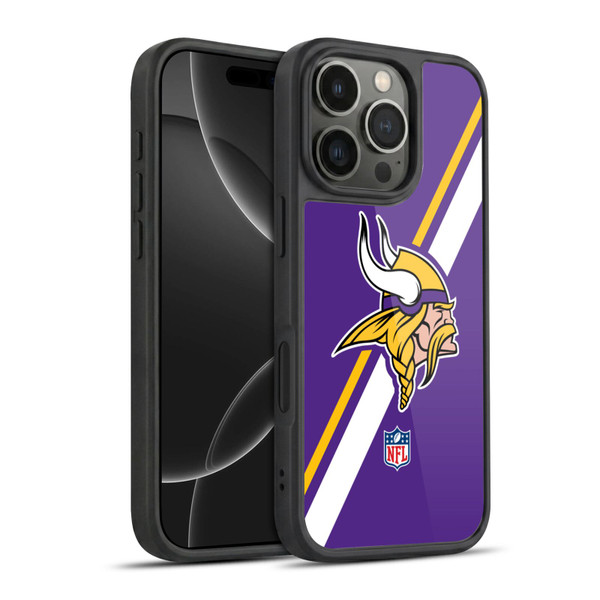 NFL Minnesota Vikings Logo Stripes Gel Armour Case For Apple iPhone 16 Pro