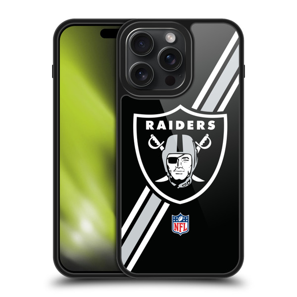 NFL Las Vegas Raiders Logo Stripes Gel Armour Case For Apple iPhone 15 Pro Max