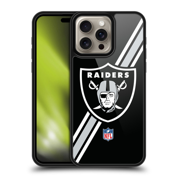 NFL Las Vegas Raiders Logo Stripes Gel Armour Case For Apple iPhone 16 Pro Max