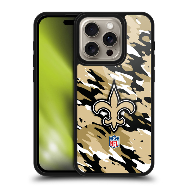 NFL New Orleans Saints Logo Camou Gel Armour Case For Apple iPhone 16 Pro NFL New Orleans Saints Logo Camou Gel Armour Case For Apple iPhone 16 Pro