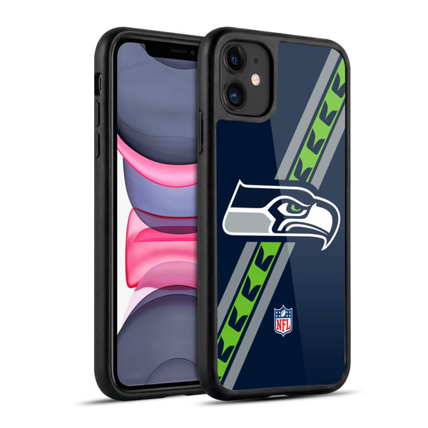 NFL Seattle Seahawks Logo Stripes Gel Armour Case For Apple iPhone 11
