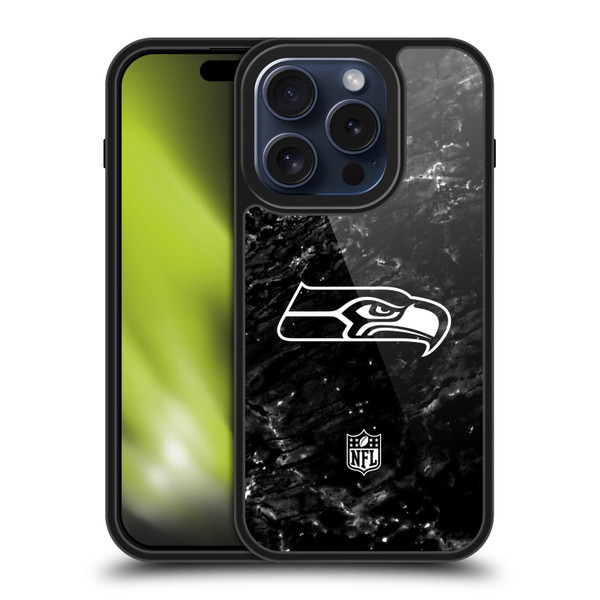 NFL Seattle Seahawks Artwork Marble Gel Armour Case For Apple iPhone 15 Pro