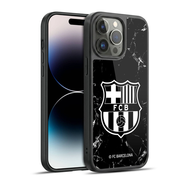 FC Barcelona Crest Patterns Black Marble Gel Armour Case For Apple iPhone 14 Pro Max